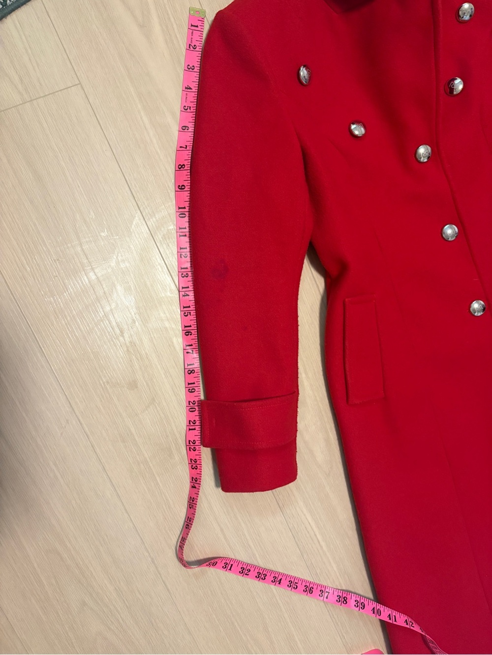 Rinascimento Classic Red Wool Double-Breasted Coat - - Picture 9 of 9